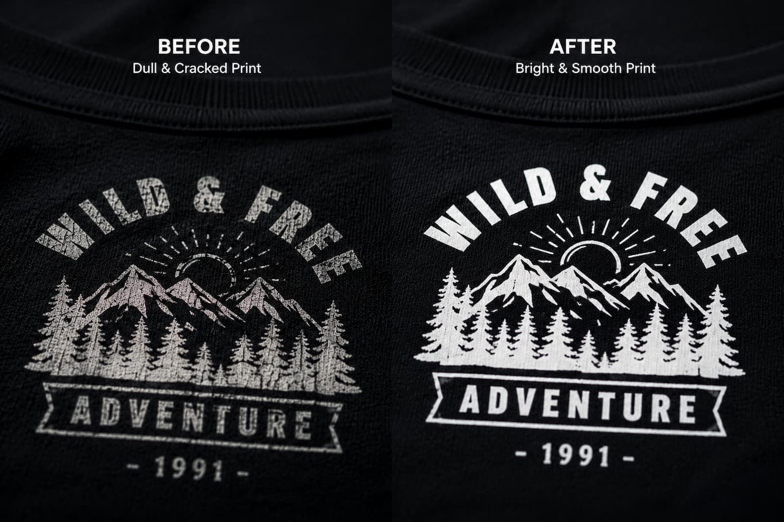 DTF printing dye migration vs high opacity premium white ink on dark shirts