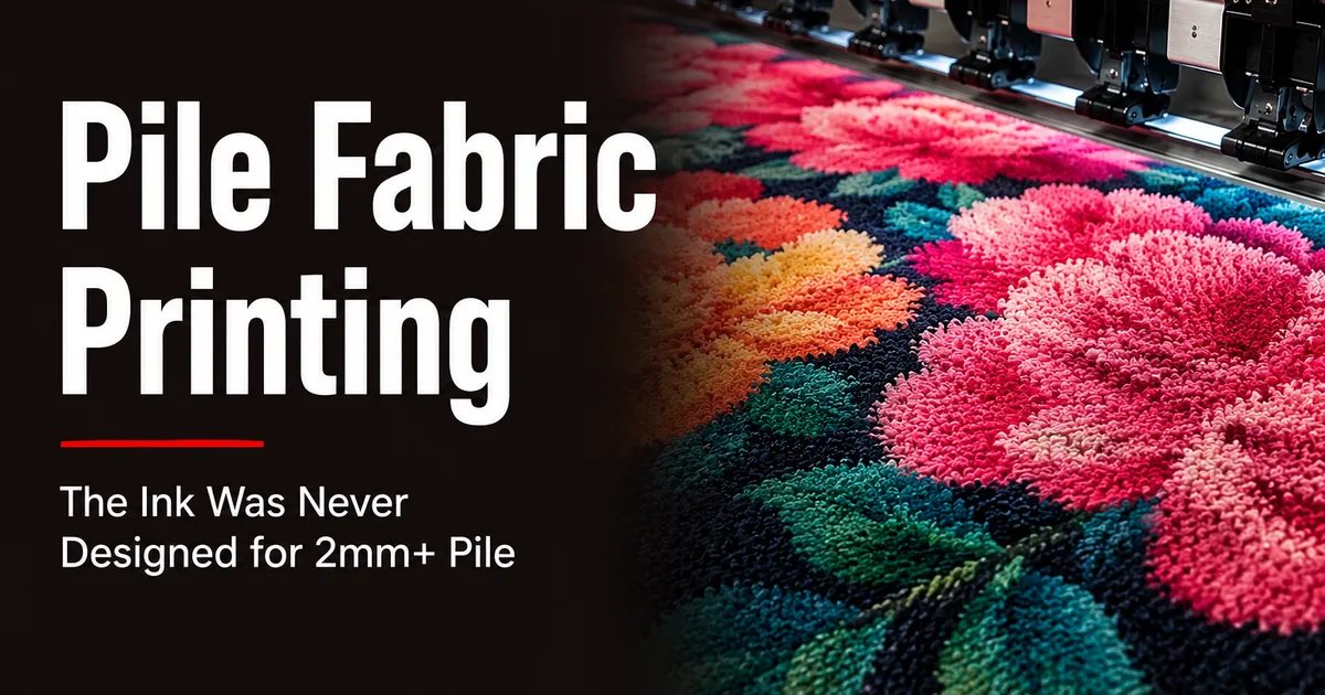 INKBANK high-energy disperse dye ink for polyester pile fabrics - blog cover with vibrant CMYK print on coral fleece