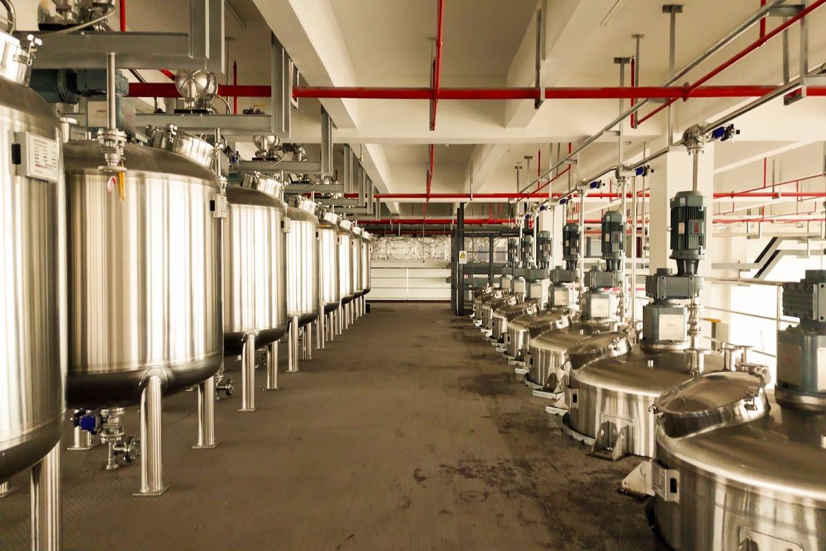 INKBANK real digital ink manufacturing facility with stainless steel tanks and automated production equipment