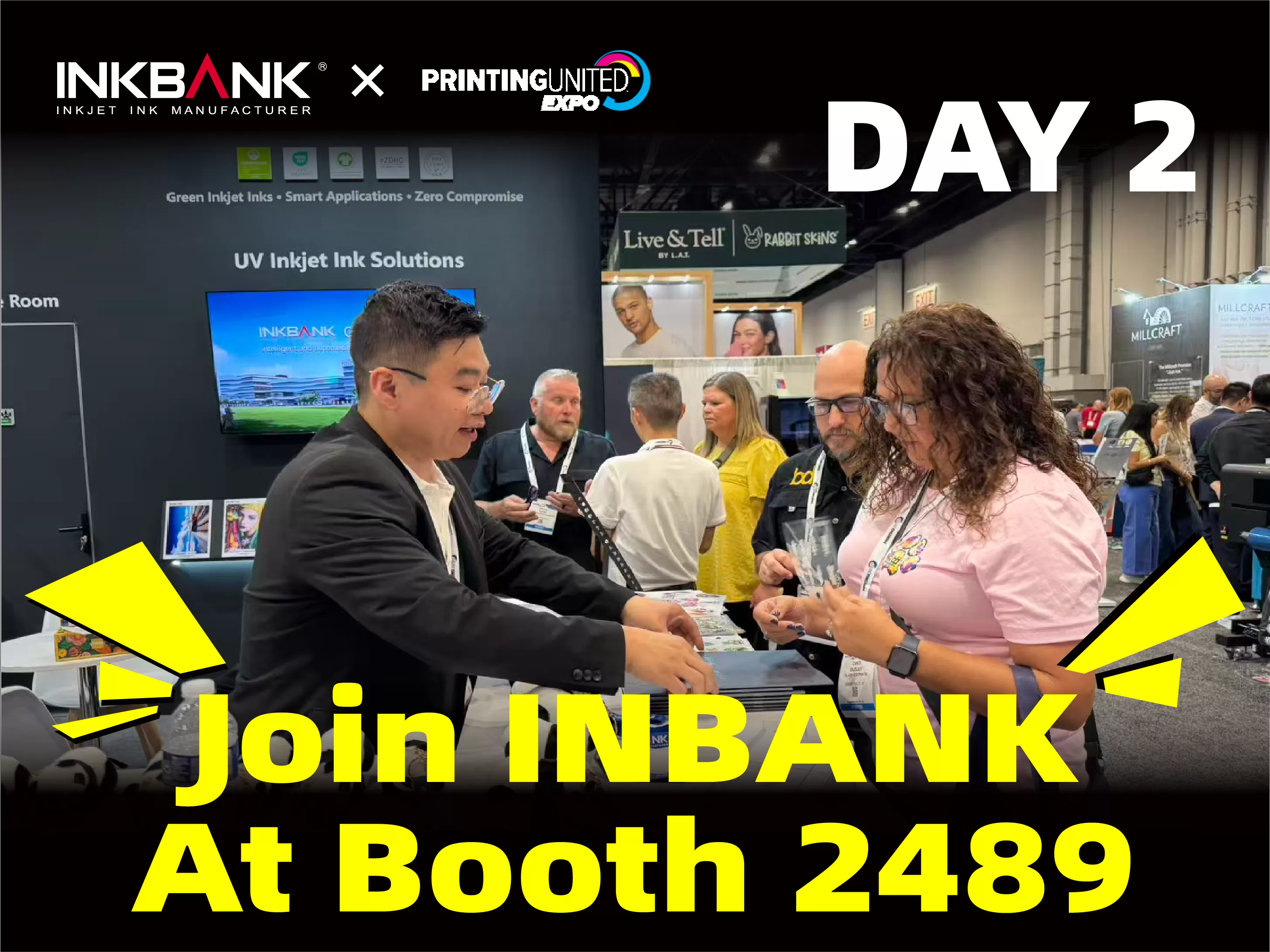 Quick recap: INK BANK's booth at #printingunited2025 Day 2-3 was buzzing with excitement—booth 2489!