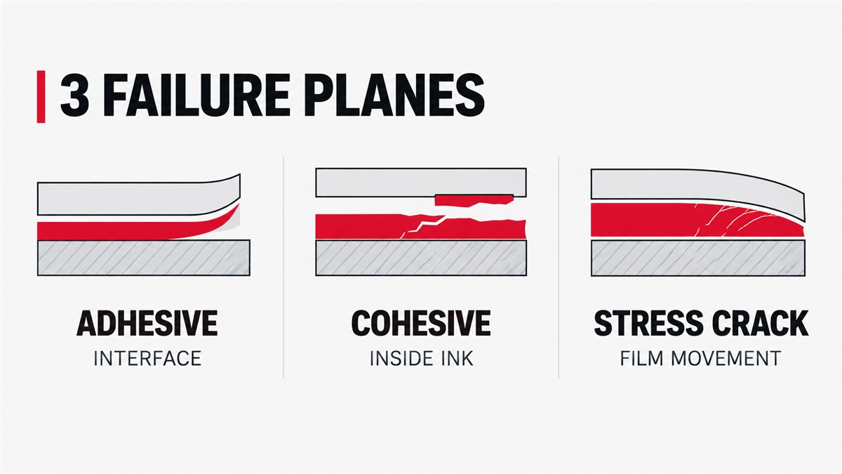 Three UV ink failure planes