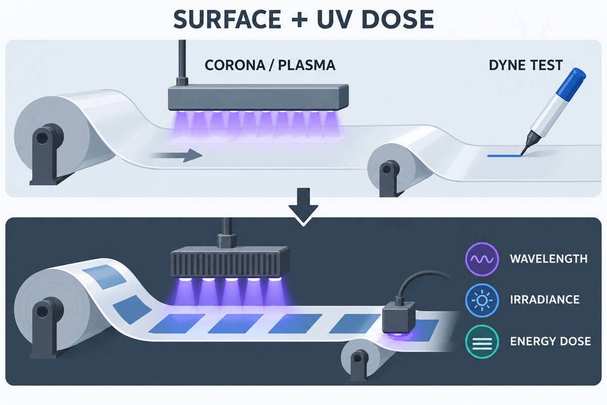 Surface treatment and UV dose checks